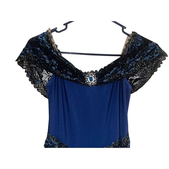 Revolution adult small Dance wear Royal Blue Lace Off Shoulder Costume 0358 jazz - Picture 2 of 6